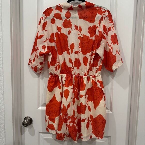 Saints & Secrets Women’s Size XL Floral Romper Pink Rose Pattern Short Sleeve - Picture 6 of 7